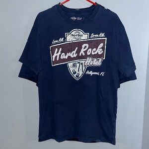 VTG Men’s Large Hard Rock Hotel & Casino Blue Short Sleeve T-Shirt Hollywood FL